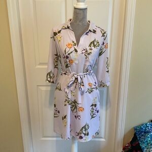 New York and Co. Floral Belted Shirt Dress